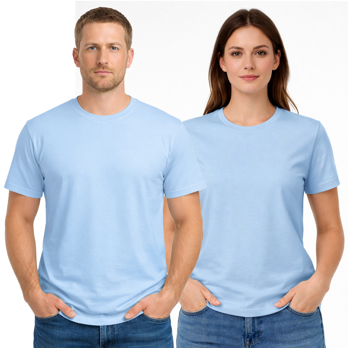 Camiseta Básica Gola Redonda 100% Algodão Venda no atacado - Azul Bebê