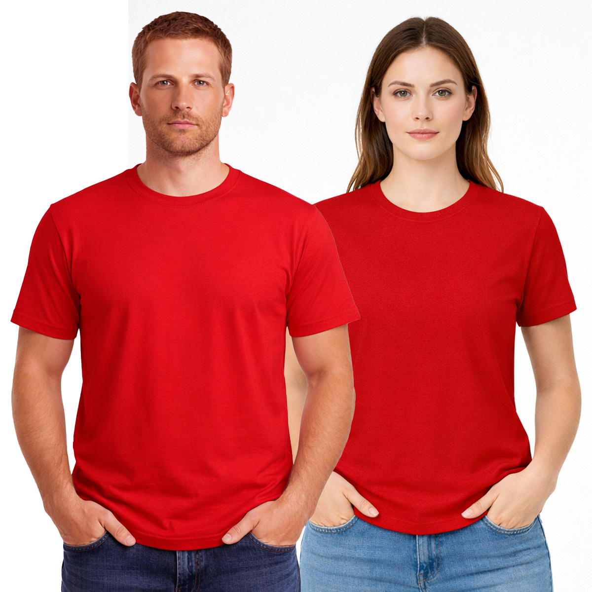 Camiseta Básica Gola Redonda 100% Algodão Venda no atacado - Vermelha