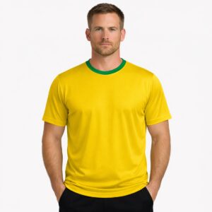 Camiseta Dry Fit Venda no Atacado - Amarela Gola Verde