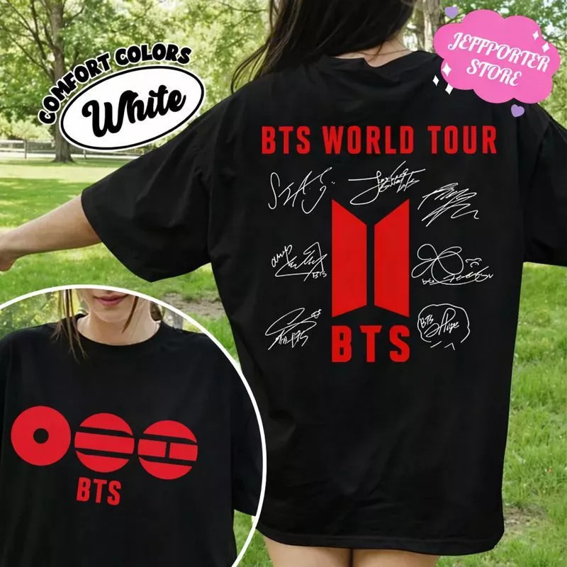 Camiseta básica Feminina Masculina Infantil Bts Tour Kpop 2026 BR Show Lançamento - Imagem 3