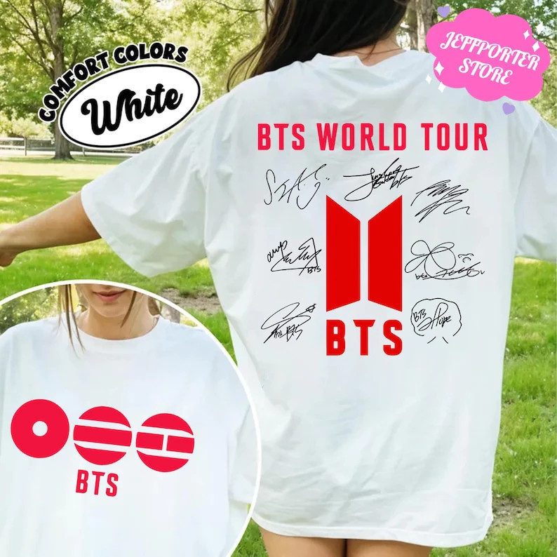 Camiseta básica Feminina Masculina Infantil Bts Tour Kpop 2026 BR Show Lançamento - Imagem 4