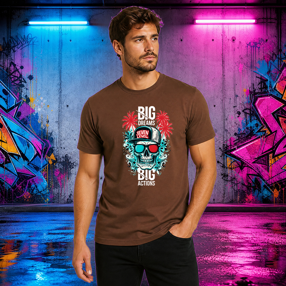 Camiseta Básica 100% Algodão Estampa bIG Big Dreams Caveira Street Wear - Imagem 9
