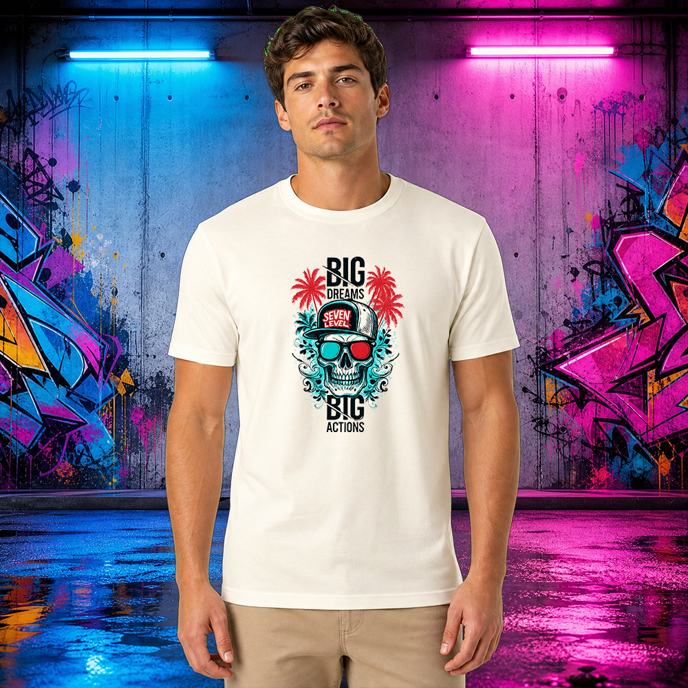 Camiseta Básica 100% Algodão Estampa bIG Big Dreams Caveira Street Wear - Imagem 8
