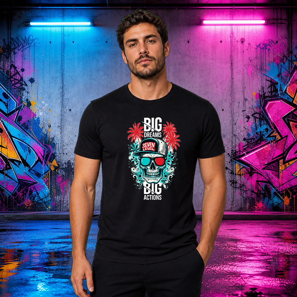 Camiseta Básica 100% Algodão Estampa bIG Big Dreams Caveira Street Wear - Imagem 7