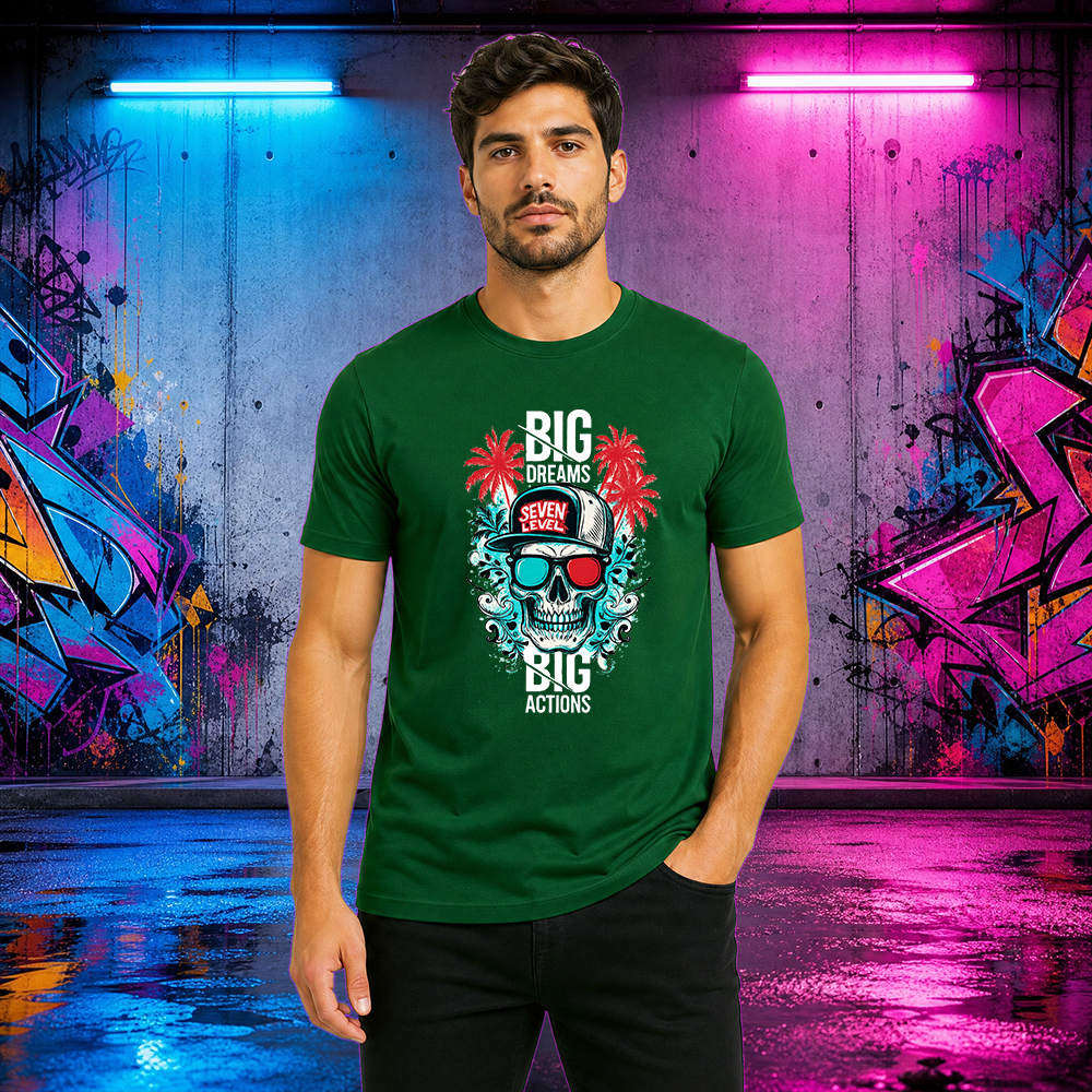Camiseta Básica 100% Algodão Estampa bIG Big Dreams Caveira Street Wear - Imagem 4