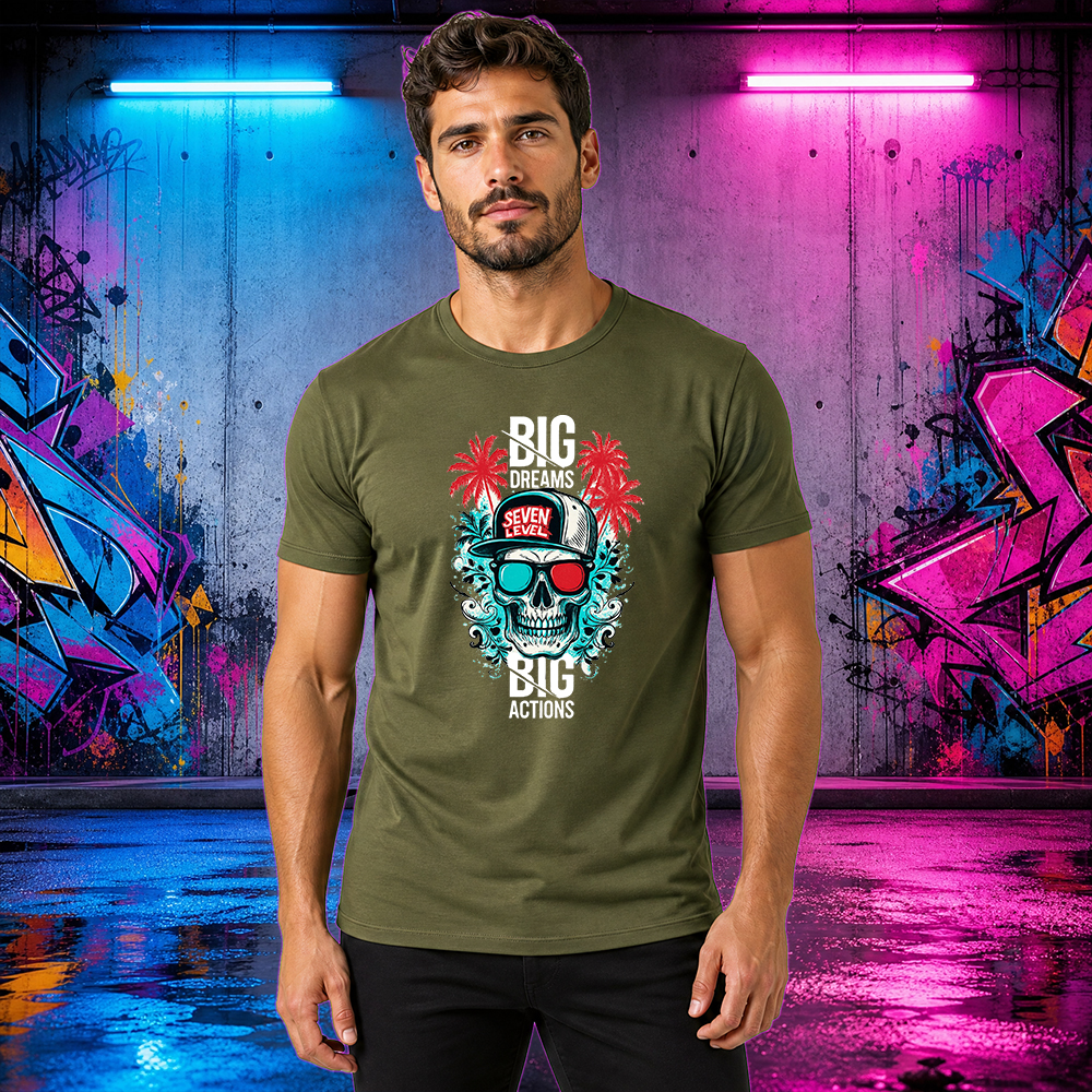 Camiseta Básica 100% Algodão Estampa bIG Big Dreams Caveira Street Wear - Imagem 3