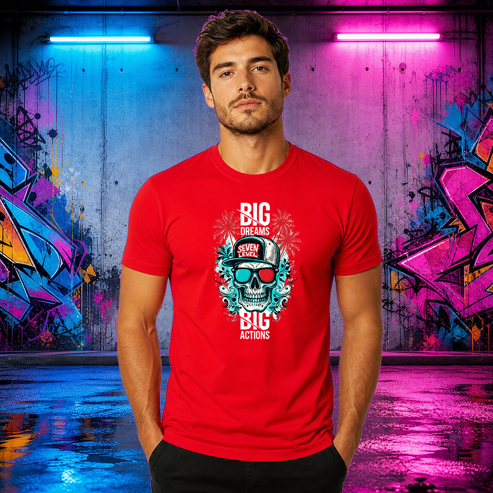 Camiseta Básica 100% Algodão Estampa bIG Big Dreams Caveira Street Wear - Imagem 2